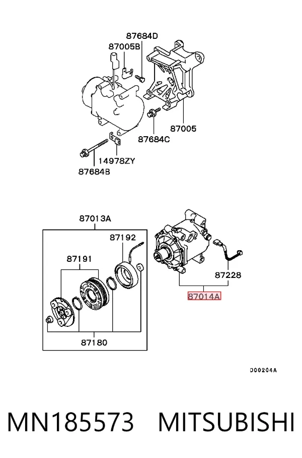 Компресор кондиціонера MN185573 Mitsubishi