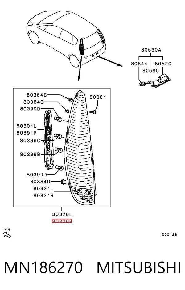 Задня права фара MN186270 Mitsubishi
