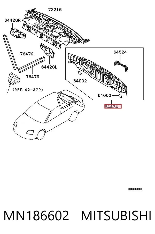 Панель задня, багажного відсіку MN186602 Mitsubishi