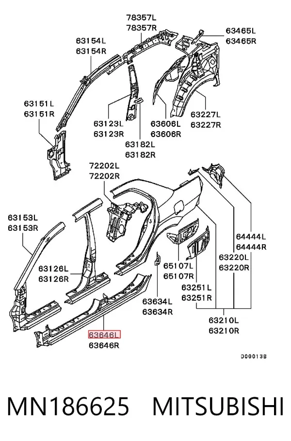 Поріг зовнішній лівий MN186625 Mitsubishi