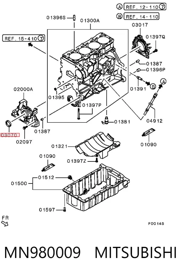 Сальник коленвалу MN980009 Mitsubishi