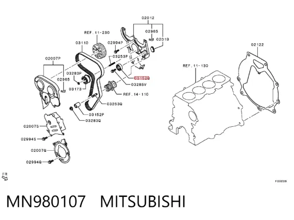 Ролик паразитний ГРМ MN980107 Mitsubishi
