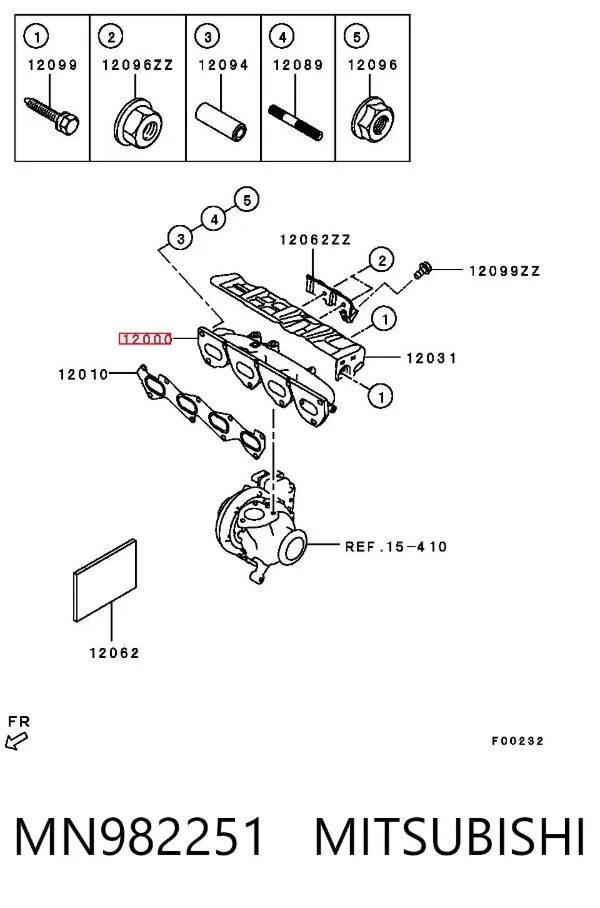 Випускний колектор MN982251 Mitsubishi