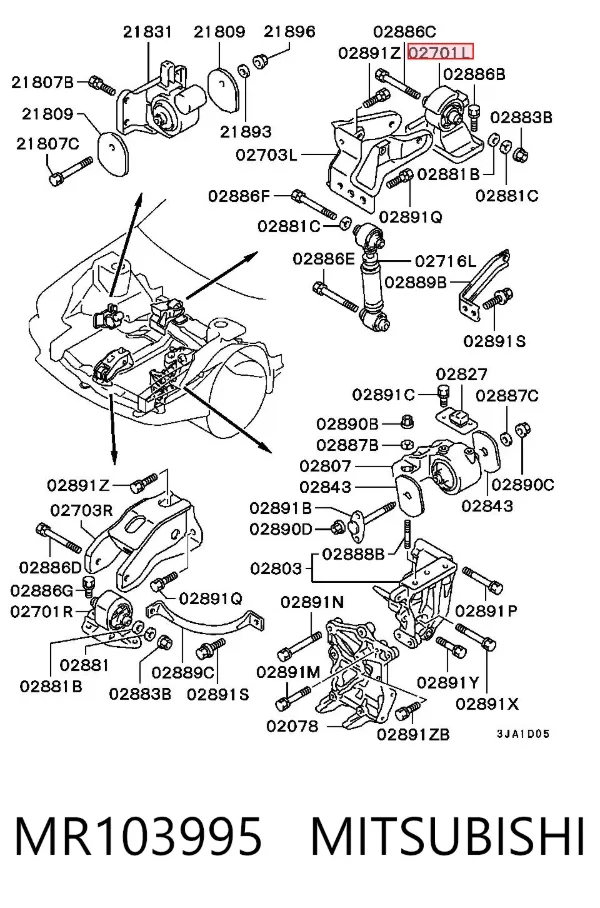 Подушка (опора) двигуна, ліва MR103995 Mitsubishi