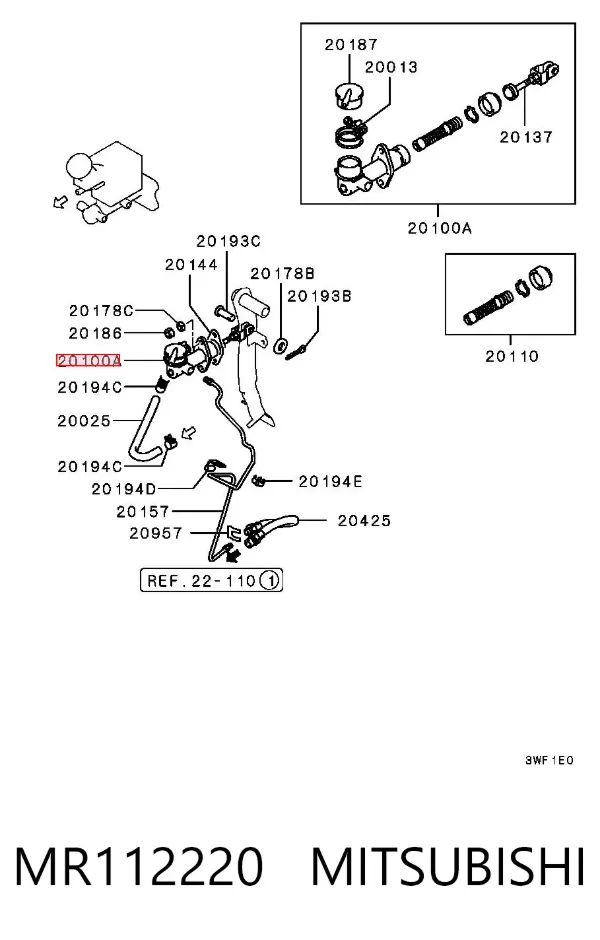 Головний циліндр зчеплення MR112220 Mitsubishi