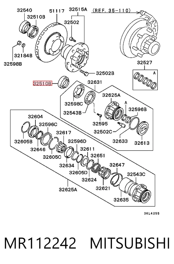 Підшипник ступиці MR112242 Mitsubishi