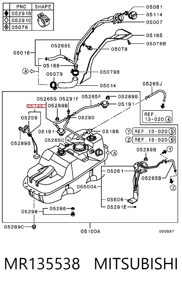 Датчик рівня палива MR135538 Mitsubishi