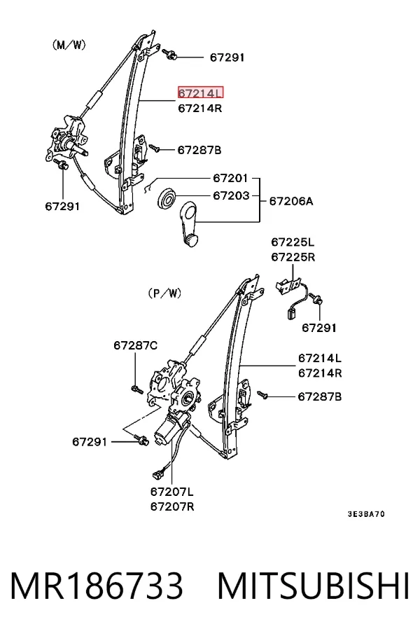 Склопідйомник передньої лівої двері Mitsubishi Colt V