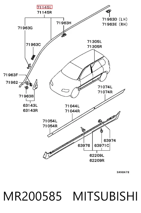 Молдинг даху, лівий MR200585 Mitsubishi