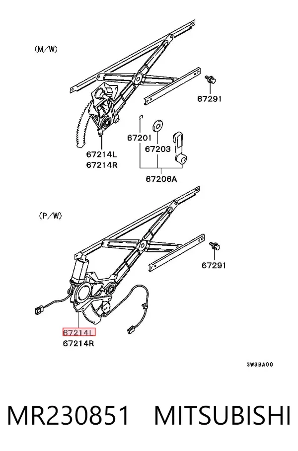 Склопідйомник передньої лівої двері MR230851 Mitsubishi