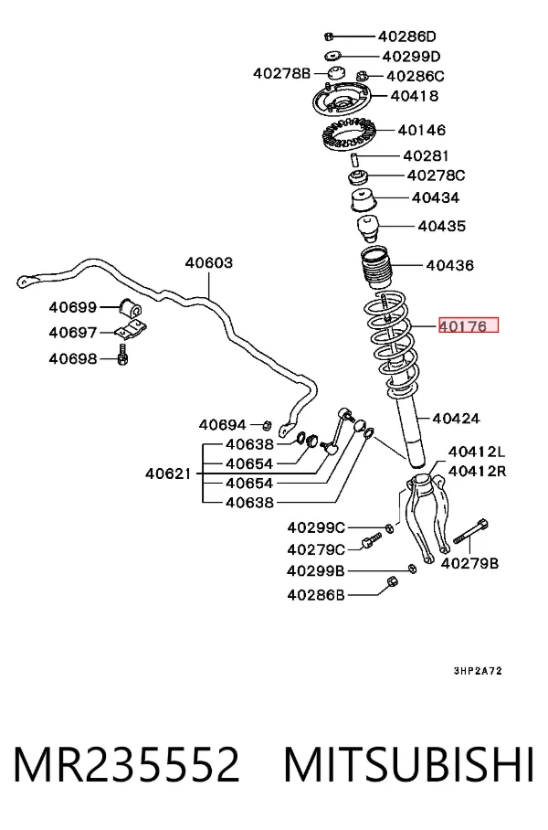 Пружина передня MR235552 Mitsubishi