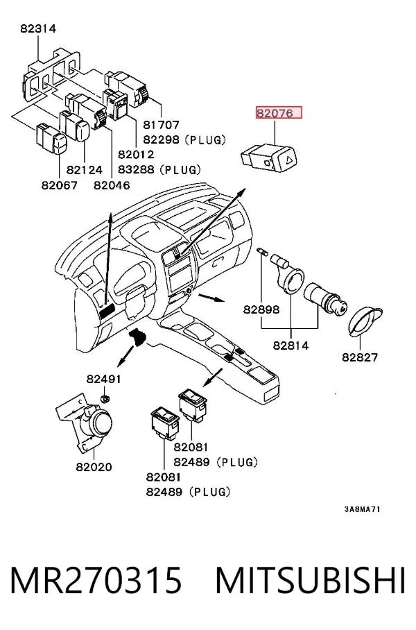Кнопка аварійки Mitsubishi Space Star DG0