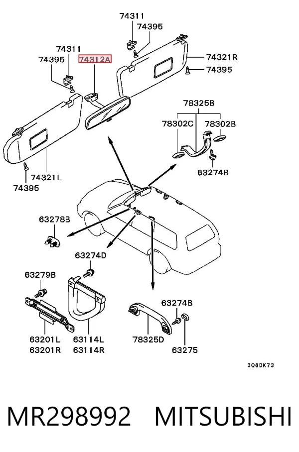 Дзеркало салону MR298992 Mitsubishi