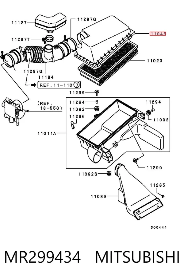 Корпус повітряного фільтра, верхня частина MR299434 Mitsubishi