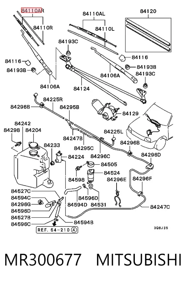 Щітка-двірник лобового скла, пасажирська MR300677 Mitsubishi