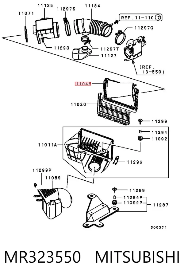 Корпус повітряного фільтра, верхня частина MR323550 Mitsubishi