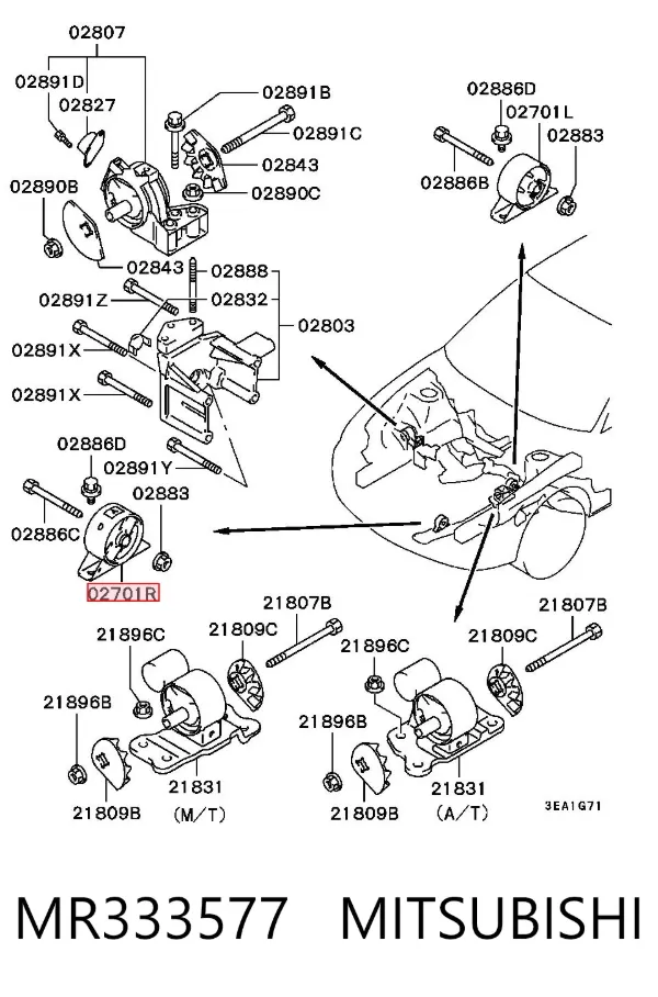 Подушка двигуна передня MR333577 Mitsubishi
