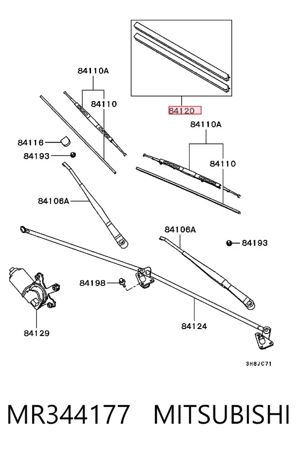 Щітки склоочисника MR344177 Mitsubishi