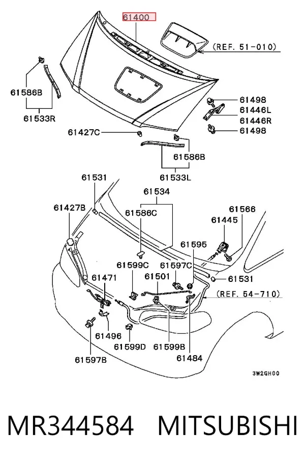 Капот MR344584 Mitsubishi