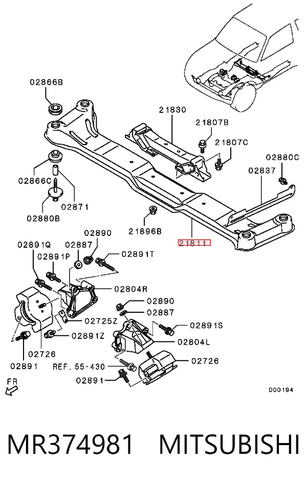 Балка кріплення коробки передач MR374981 Mitsubishi