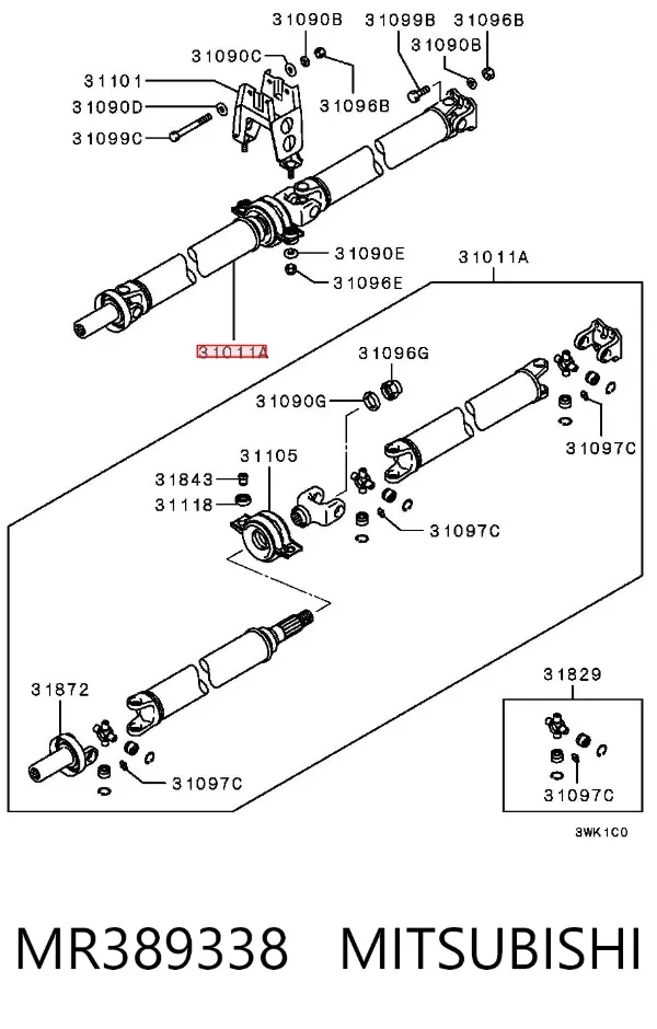 Кардан задній MR389338 Mitsubishi