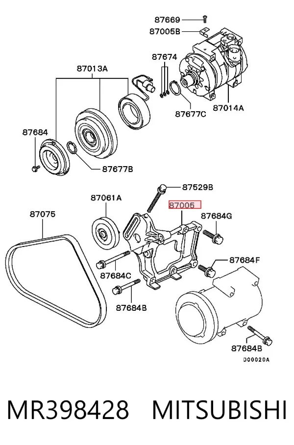 Кронштейн компресора кондиціонера MR398428 Mitsubishi