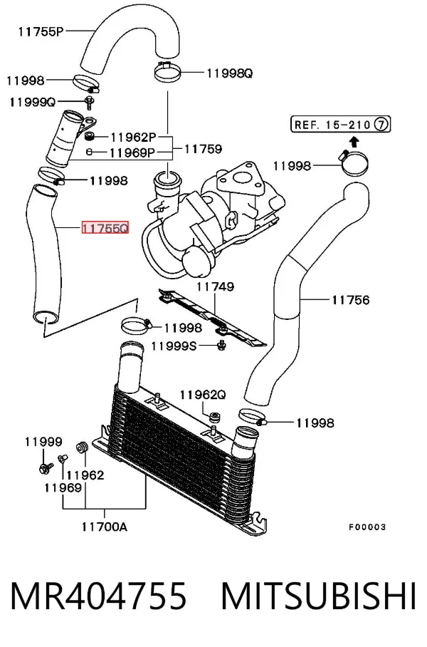 Шланг/патрубок интеркуллера MR404755 Mitsubishi