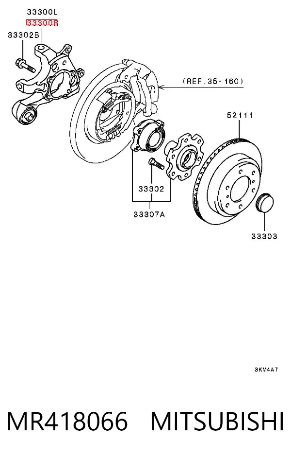 Цапфа - поворотний кулак задній, правий MR418066 Mitsubishi
