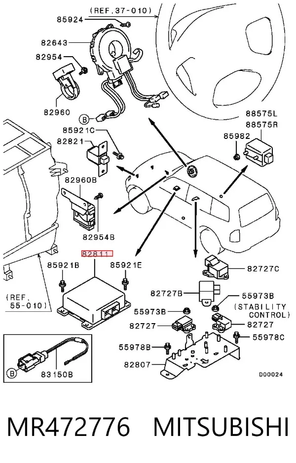 Модуль-процесор керування подушки безпеки MR472776 Mitsubishi
