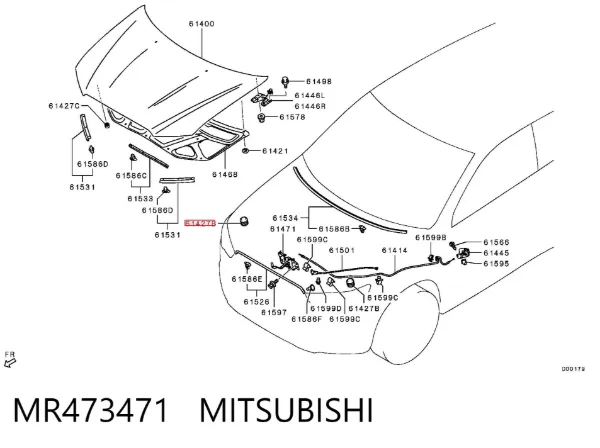 Буфер/відбійник капота MR473471 Mitsubishi