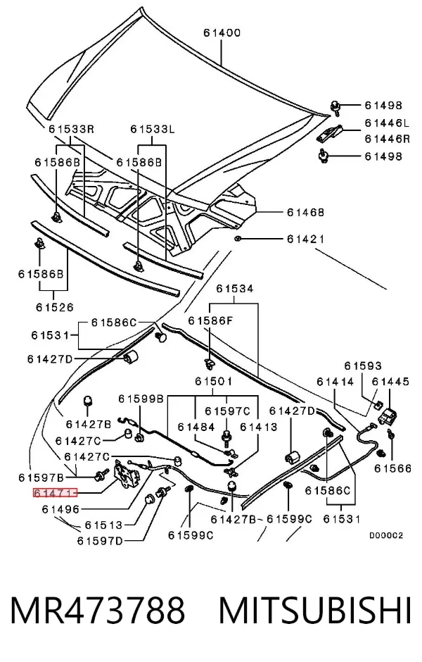 Замок капота MR473788 Mitsubishi
