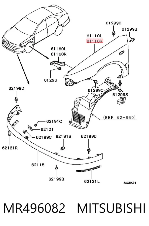 Крила MR496082 Mitsubishi
