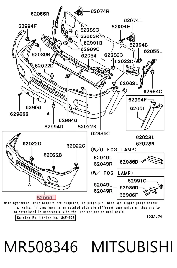 Передній бампер MR508346 Mitsubishi