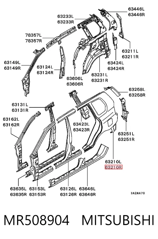Крило заднє праве MR508904 Mitsubishi