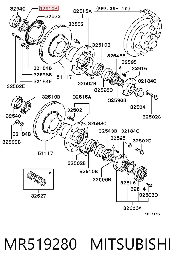 Підшипник ступиці MR519280 Mitsubishi