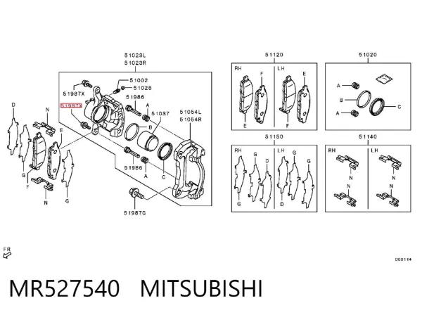 Ремкомплект переднього супорту MR527540 Mitsubishi