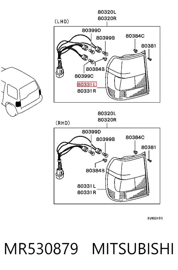 Лівий стоп MR530879 Mitsubishi