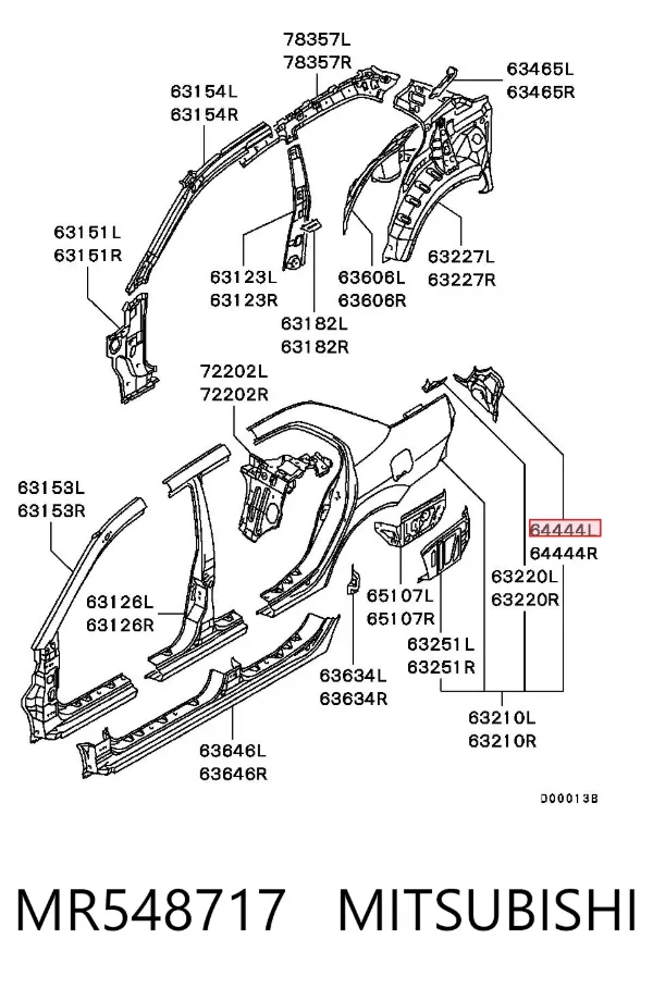 Панель кріплення задніх ліхтарів MR548717 Mitsubishi