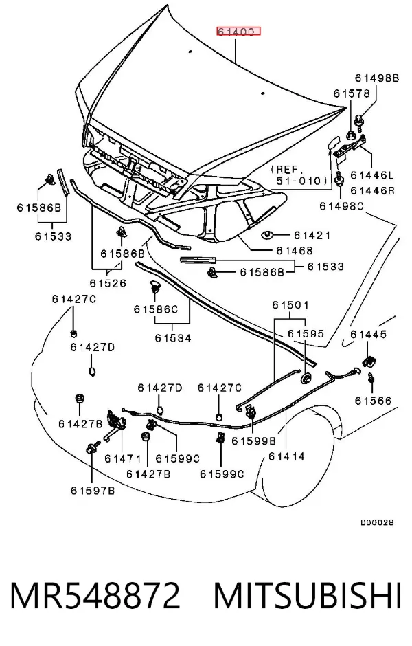 Капот MR548872 Mitsubishi