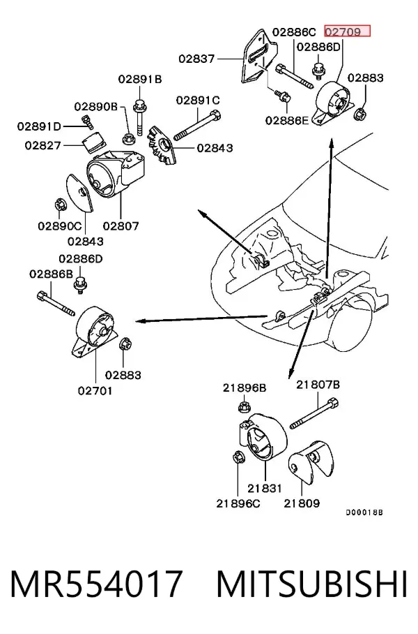 Подушка двигуна задня MR554017 Mitsubishi