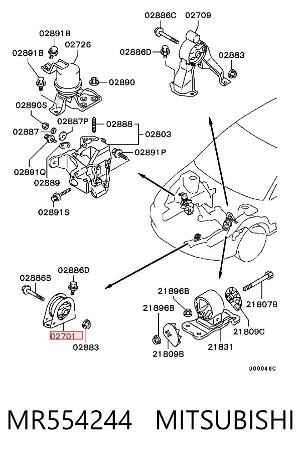 Подушка двигуна передня MR554244 Mitsubishi