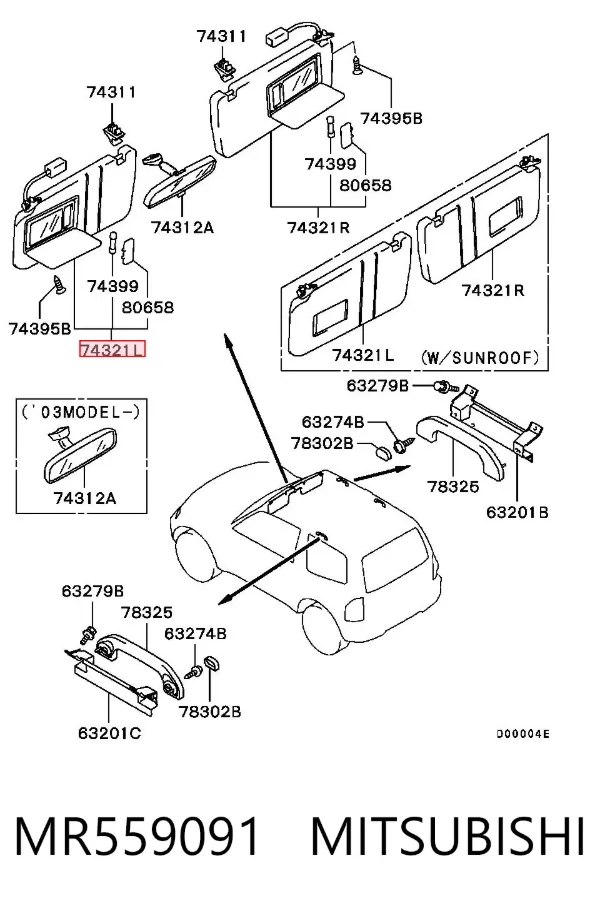 Сонцезахисний козирок MR559091 Mitsubishi