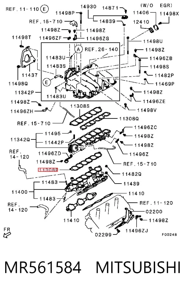 Прокладка впускного колектора, верхня MR561584 Mitsubishi