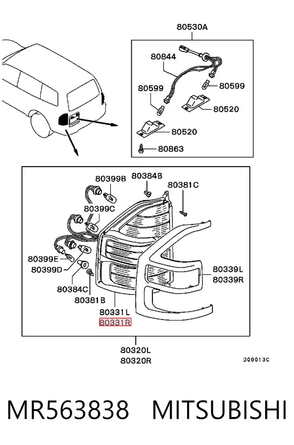 Задня права фара MR563838 Mitsubishi