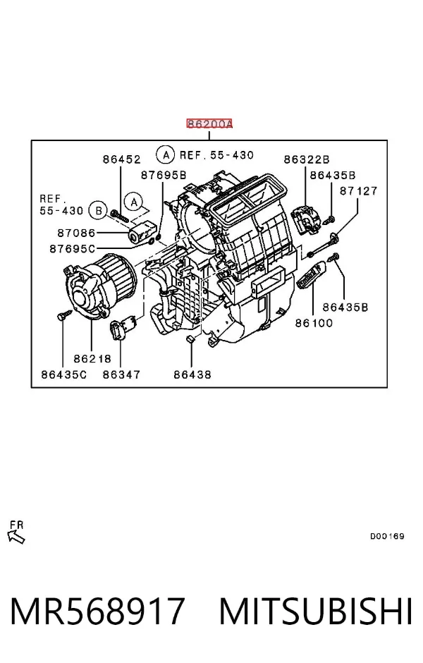 Корпус вентилятора пічки (опалювача салону), в зборі MR568917 Mitsubishi
