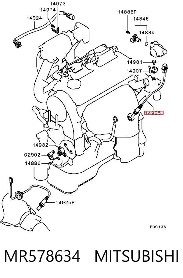 Лямбда-зонд, датчик кисню після каталізатора MR578634 Mitsubishi