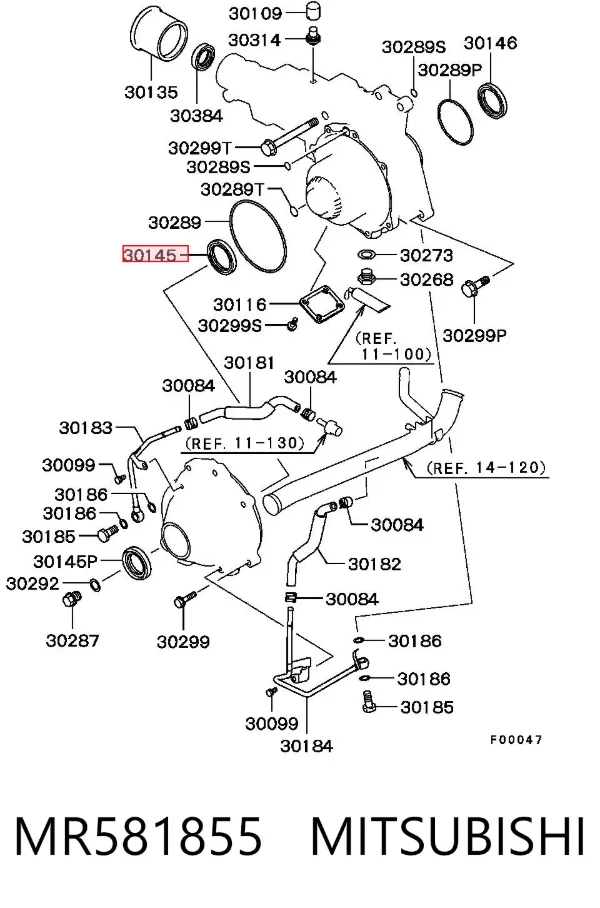 Сальник редуктора переднього моста MR581855 Mitsubishi
