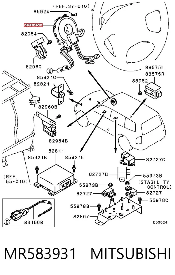 Шлейф керма MR583931 Mitsubishi