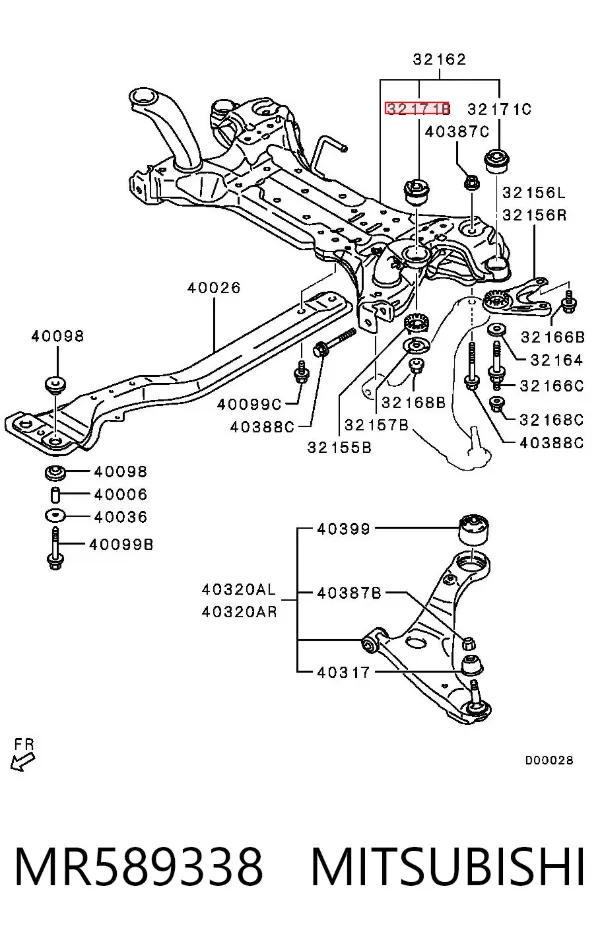 Сайлентблок передній балки/підрамника MR589338 Mitsubishi