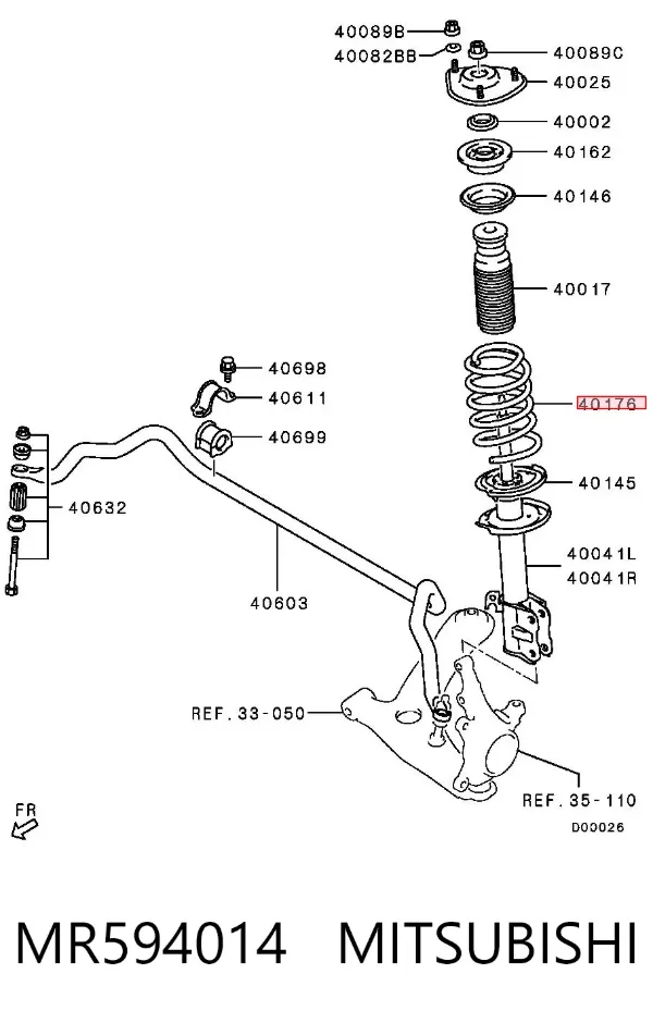 Пружина передня MR594014 Mitsubishi